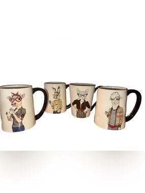 Signature Housewares Hipster Animals
Coffee Mugs Cups Stoneware Set of 4